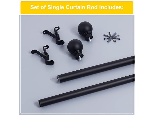 NICETOWN Black Curtain Rods 28-48" Ball