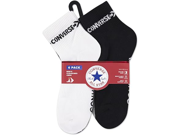 Converse Men's 6-Pack Quarter Socks (One Size)