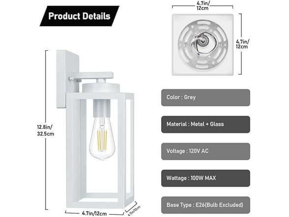 BesLowe Outdoor Wall Light Fixtures 2pk