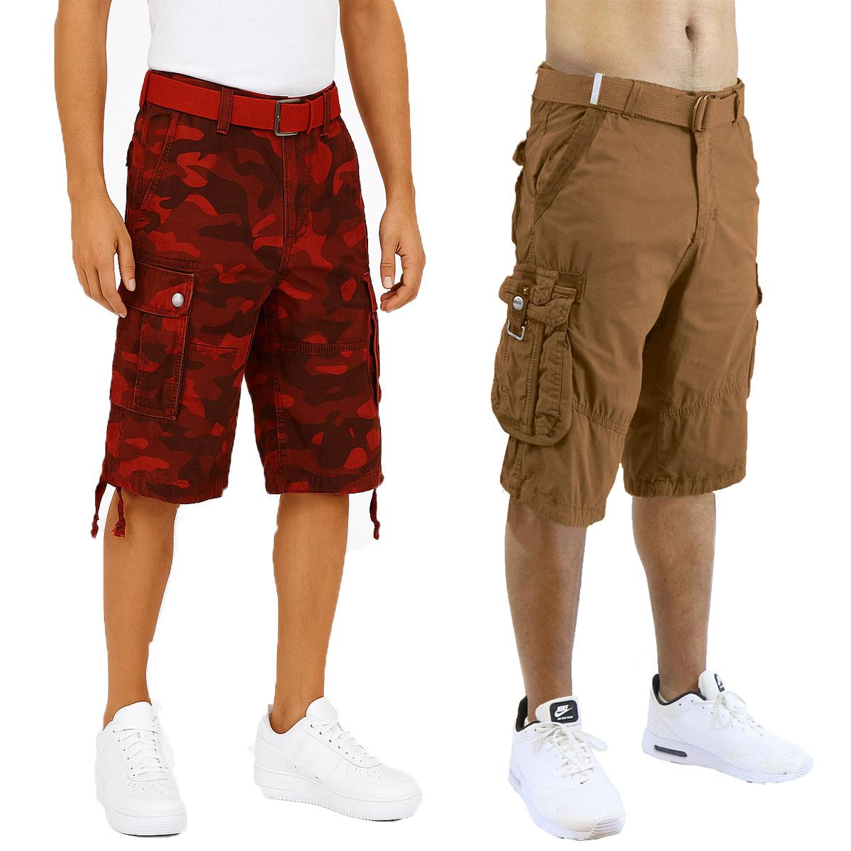2Pk Mens Belted Cargo Utility Shorts - Gallery 24