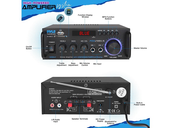 Pyle 200W Wireless Bluetooth Stereo