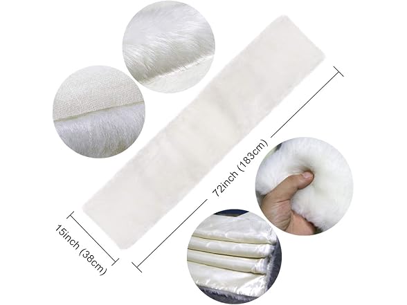 OurWarm Luxury Christmas Table Runner Snowy White Faux Fur