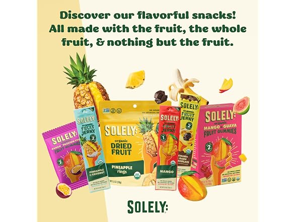 SOLELY - Organic Dried Mango Strips (5 oz,6 PK)