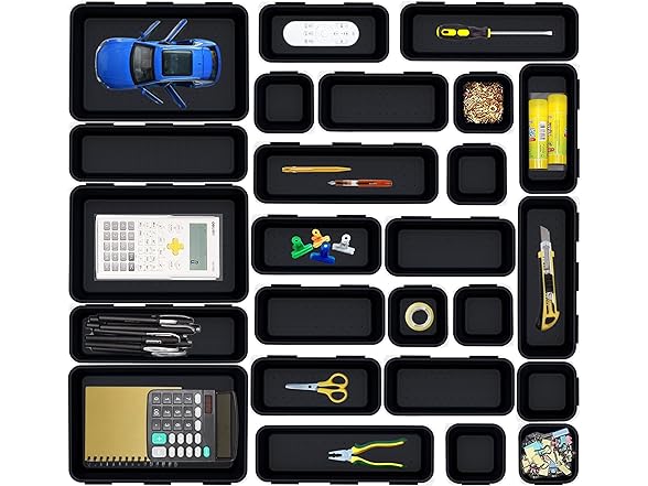 25 PCS Black Drawer Organizer Set