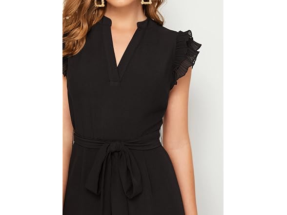 Wdirara Women (S) Layered Ruffle Cap Sleeve Pants