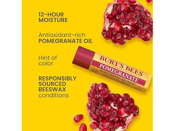 Burts Bees Pomegranate Lip Balm 4 Tubes 0.15oz