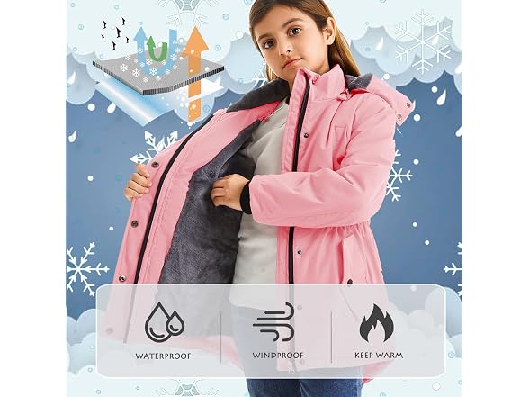 Farvalue Girls (6-7) Long Winter Coats Parka Coat