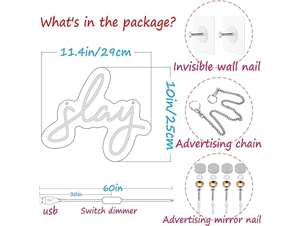 White Slay Neon Sign for Wall Décor