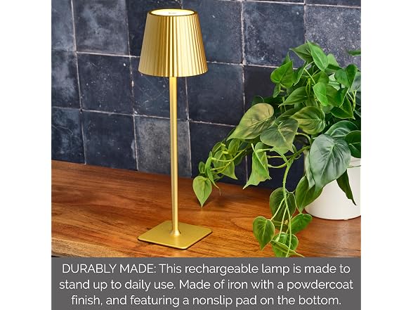 Mikasa 14.8" Gold Rechargeable LED Lamp