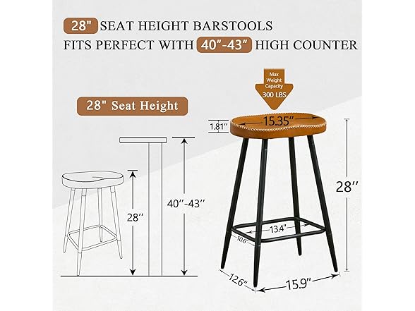 FIRAVOE Bar Stools Set of 3, Modern 28 inch Bar Height Stool (Open Box)