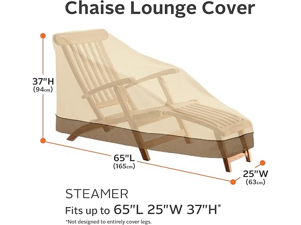 Water-Resistant 65 Inch Patio Chaise Cover