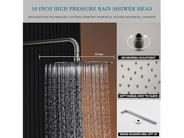 TIPOK Shower System w/ Rain Shower Head