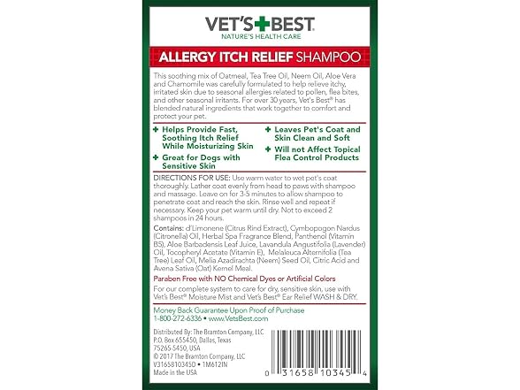 Vet's Best Allergy Itch Relief Dog Shampoo w