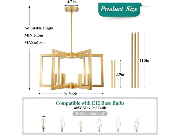 Bairth Gold Chandelier Farmhouse