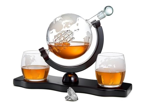 $31.99 Whiskey Decanter Globe Set with Ball & Glasses dealfomo