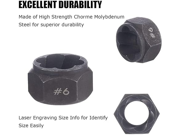 10pcs 9-19mm Damaged Bolts Nuts Remover Set Short