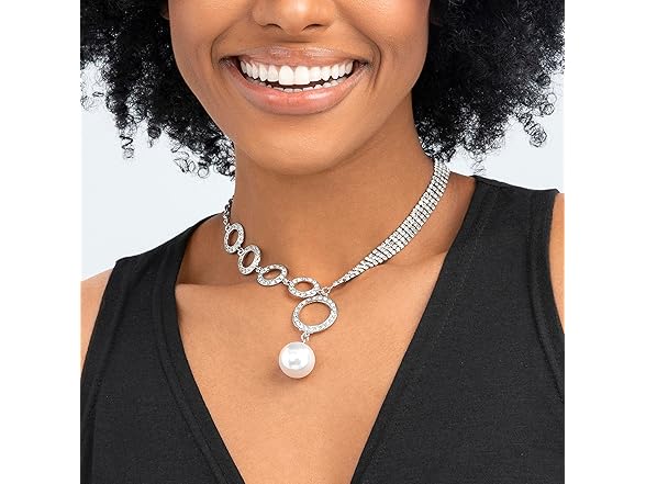 ELABEST Sparkly Rhinestone Necklace Pear