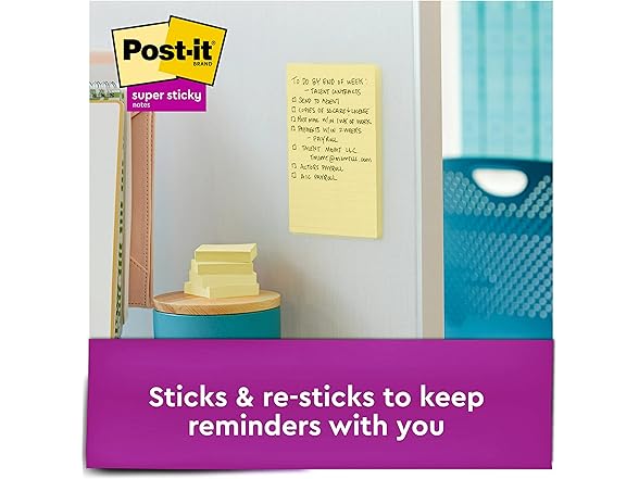 Post-it Super Sticky Lined Notes, 3 Sticky Note Pads