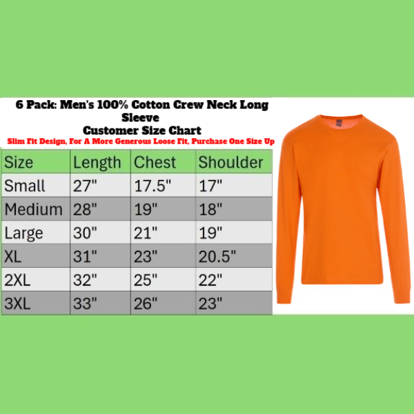 6Pk Mens Safety Orange L/S Shirts - Gallery 10