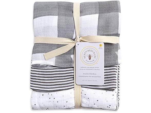 Burt's Bees Baby Woven Muslin Blanket Set