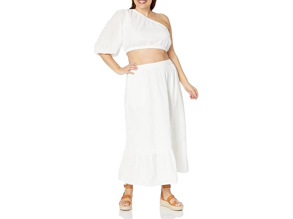 The Drop Anupa Cotton Tiered Midi Skirt