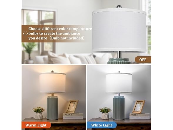 TOBUSA 23.5" Green Ceramic Table Lamps Set of 2
