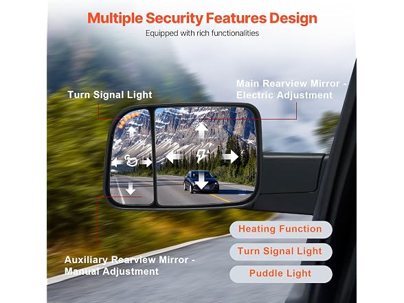 Towing Mirrors, for 2009-2018 Dodge Ram 1500