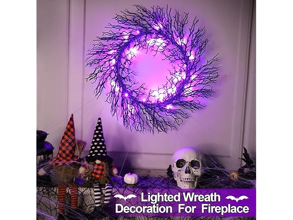 Timer 22 Inch Prelit Halloween Wreath Decoration