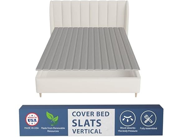 Greaton, 0.75-Inch Vertical Wooden Bunkie Board/Bed Slats, King, Grey