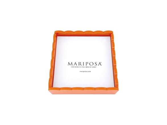 MARIPOSA Orange Scallop Napkin Box