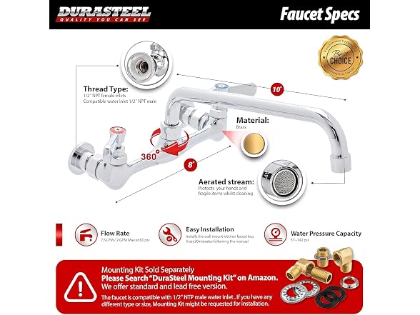 DuraSteel Commercial Sink Faucet 