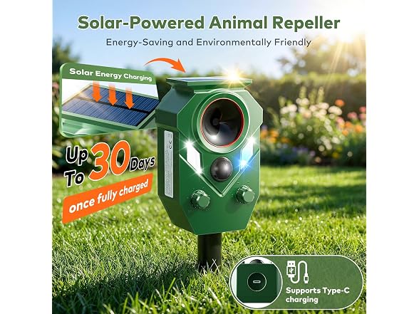 Solar Powered Ultrasonic Animal Repellent