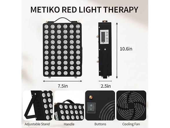METIKO Red Light Therapy Panel 60LED Black