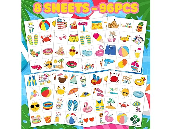 Generic Beach Pool Temporary Tattoos
