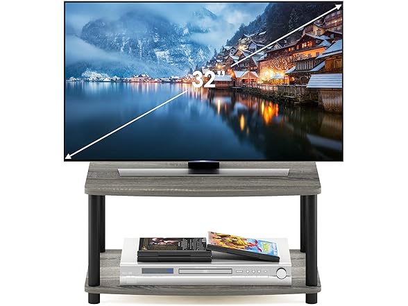 Furinno 2-Tier TV Stand Grey/Black