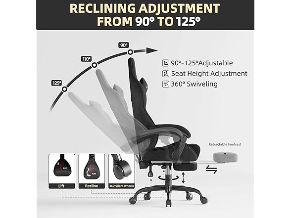 Ferghana Velvet Fabric Gaming Chair, High Back Ergonomic Gam (Open Box)