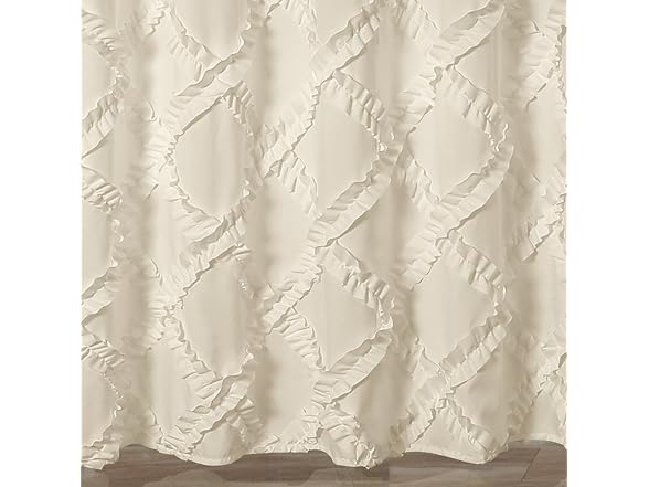 Lush Decor, Ivory/Pale Yellow Ruffle Diamond Shower Curtain
