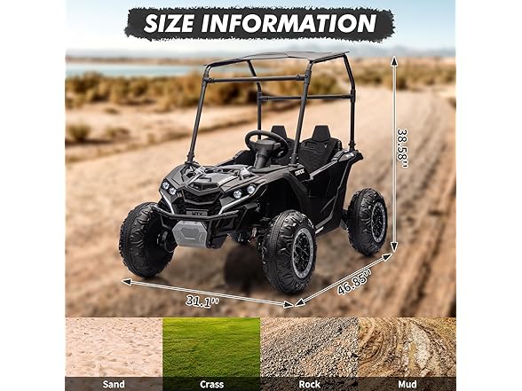 2-Seater Kids Ride On Utv, 24V 4WD