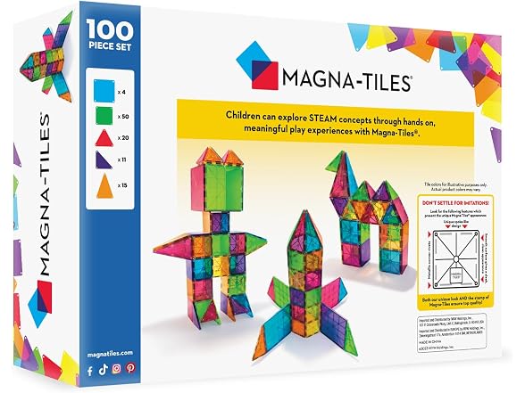 MAGNA-TILES Classic 100-Piece Magnetic Construction Set