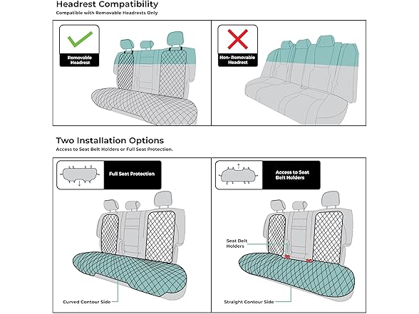 FH Group Car Seat Cushion Rear Set Faux Leather