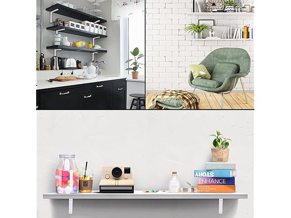YIKOUJIS 36 Pcs Shelf Bracket,4 Inch White Float