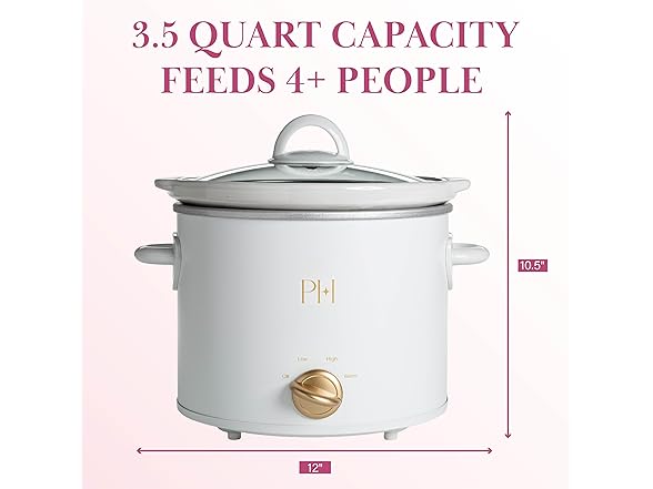 Paris Hilton 3.5-Quart Manual Slow Cooker White