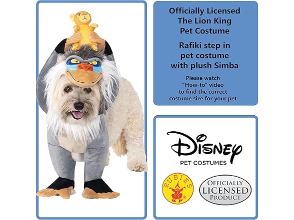 Rubies Disney Lion King: Rafiki Pet Costume, Large