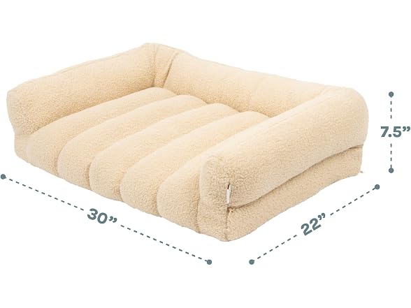 SportPet Medium Sherpa Bolster Couch Pet Bed, Cream
