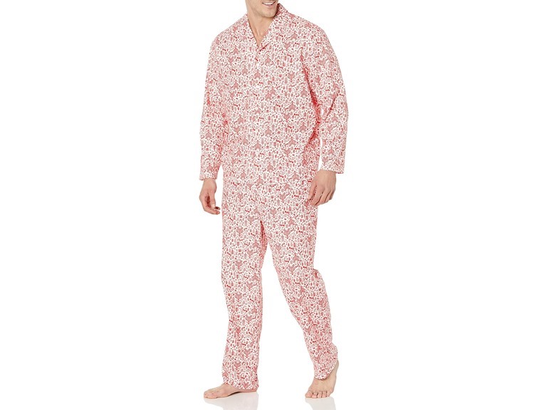Amazon Essentials Men's Flannel Pajama Set, White Forest, Medium