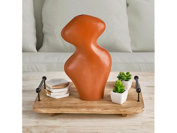 Elements Textured Wave Terracotta Ceramic Vase