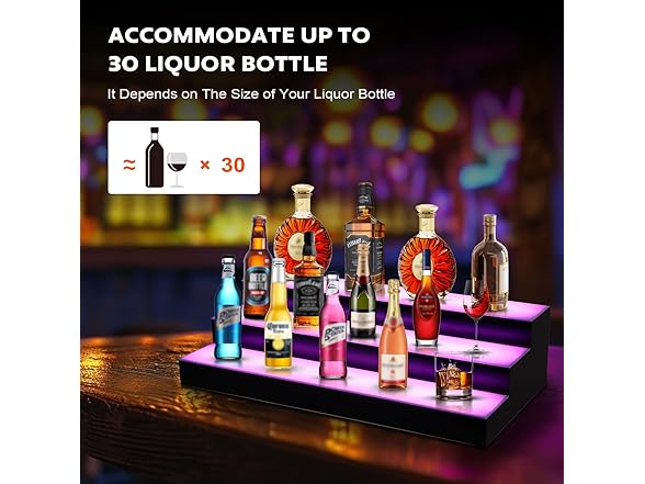 Dollate 3 Tier 40 Inch LED Lighted Liquor Bottle Display