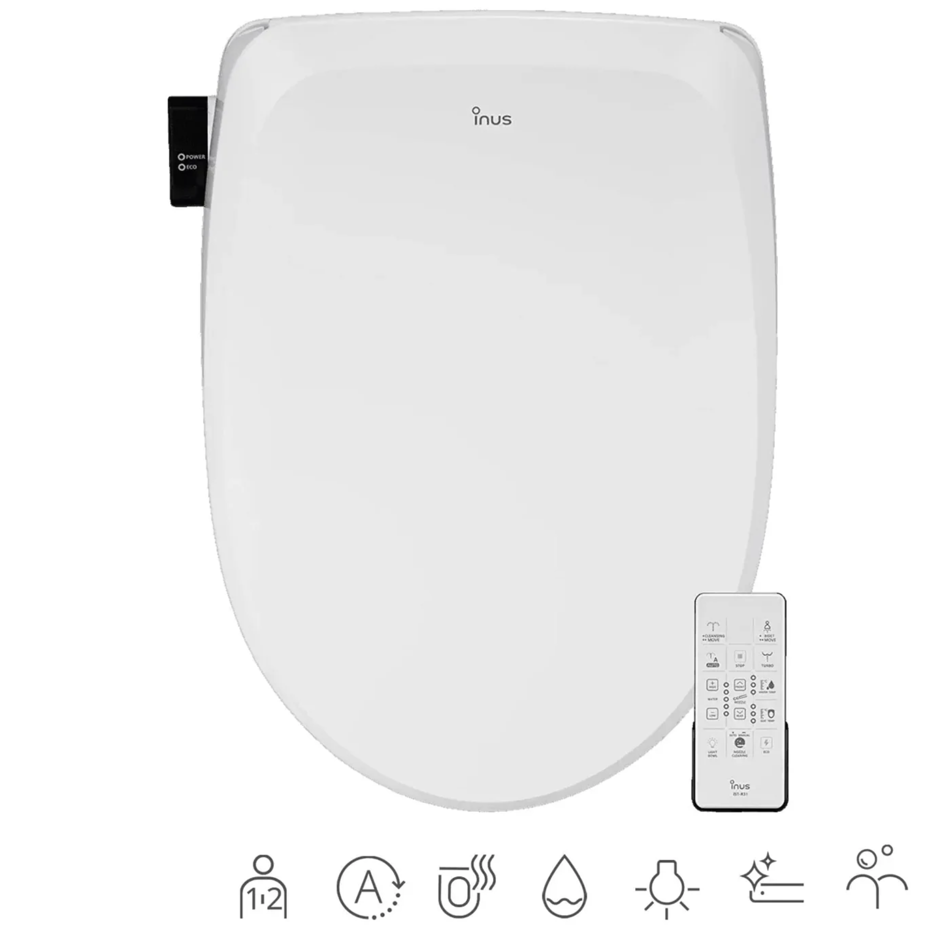 Inus R31 Electronic Bidet Heated Seat & Wireless Remote - Gallery 9