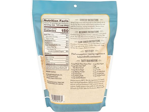 Bob's Red Mill Oat Bran, 18oz (Pack of 4)