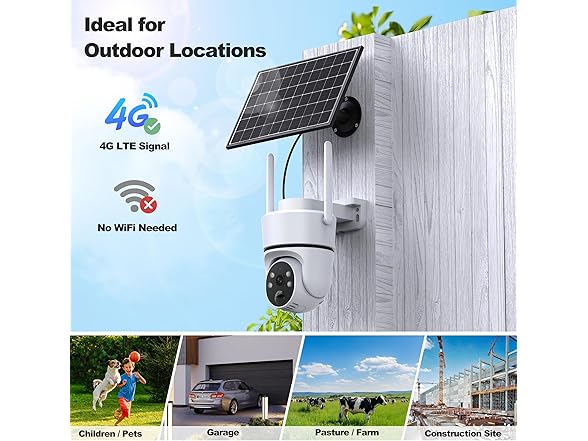 FANCYSEPT 4G LTE Cellular Solar Security Camera